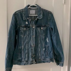 Distressed Old Navy Jean Jacket size Large Tall